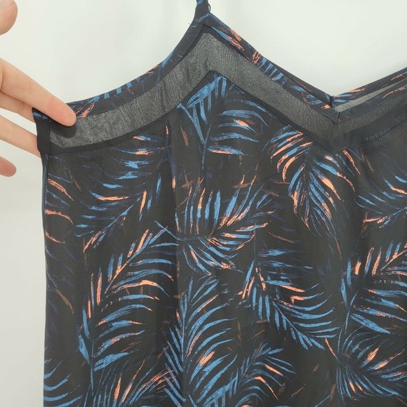 Black Tropical Palm Sophie Cami Sheer Chiffon Women Top Camisole - Picture 10 of 12